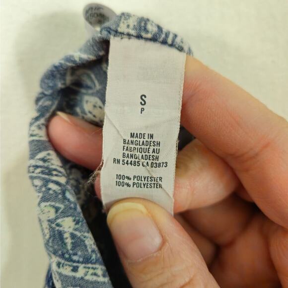 Aerie Blue Paisley Harem Pants Size Small High Rise Elastic Tie Waist Pockets - Picture 8 of 9